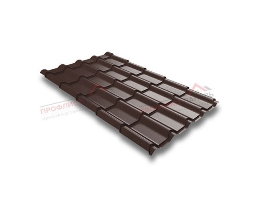 Металлочерепица камея 0,5 GreenCoat Pural RR 887 шоколадно-коричневый (RAL 8017 шоколад)