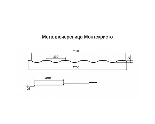 Металлочерепица Монтекристо-SL-0.5 Призма RAL3005