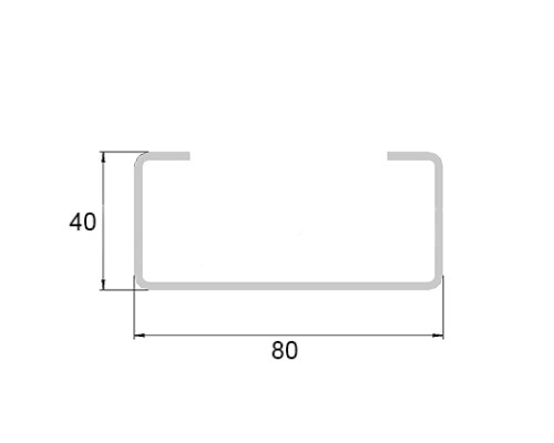 С-профиль перфорированный К110 2,5-80x40x2000 мм, из нержавеющей стали