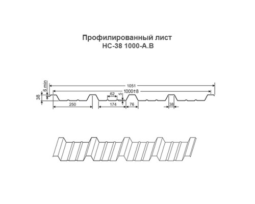 Профнастил НС38-1000-0.7 Полиэстер RAL1018