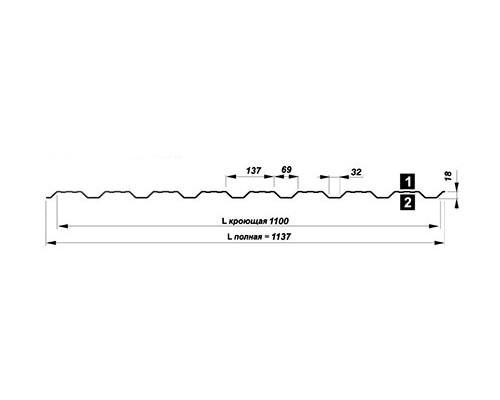 Перфорированный профилированный лист Т18DR-1100-0,55 Алюцинковый