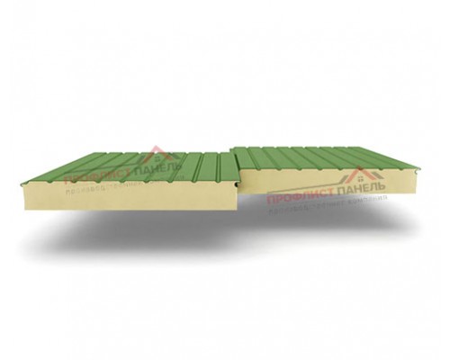 Двухслойные сэндвич-панели из пенополиизоцианурата, ширина 1000 мм, толщина 80 мм, 0.5, RAL6002