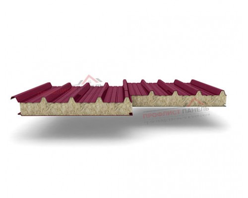 Кровельные сэндвич-панели из минеральной ваты, ширина 1200 мм, толщина 180 мм, 0.5/0.5, RAL3005