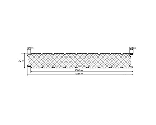 Стеновые сэндвич-панели из пенополиизоцианурата, ширина 1000 мм, толщина 30 мм, 0.5/0.5, RAL1018