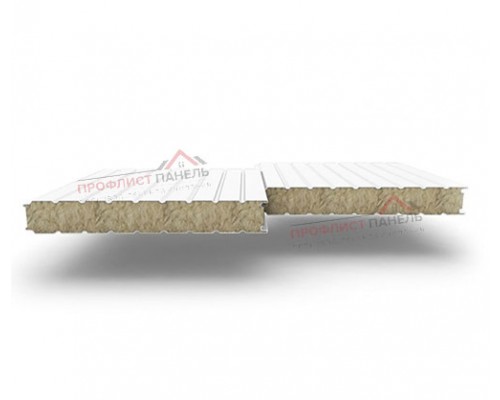 Стеновые сэндвич-панели из минеральной ваты, ширина 1000 мм, толщина 50 мм, 0.5/0.5, RAL9003