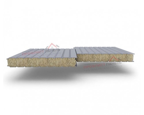 Стеновые сэндвич-панели из минеральной ваты, ширина 1200 мм, толщина 80 мм, 0.5/0.5, RAL9006