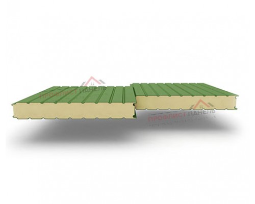 Стеновые сэндвич-панели из пенополиуретана, ширина 1000 мм, толщина 80 мм, 0.5/0.5, RAL6002
