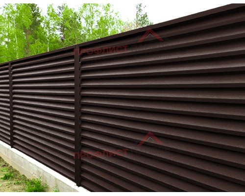 Забор-жалюзи S 58х120 мм, двухсторонний ПЭ, Ral 8017 - 0,45 мм.