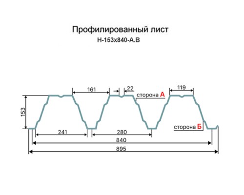 Профнастил Н153-840-1.3 Полиэстер RAL9006