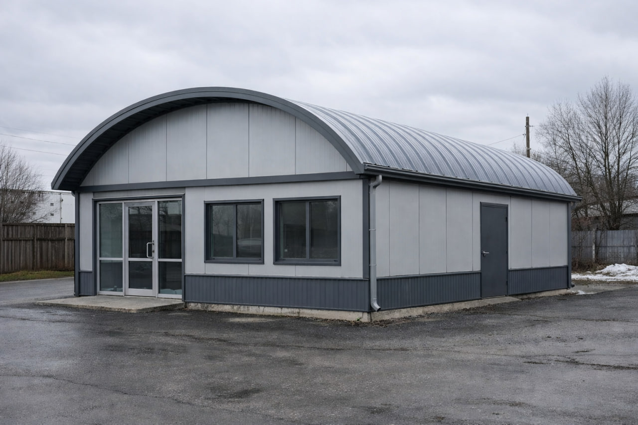 Готовый фасад из профнастила на частном объекте