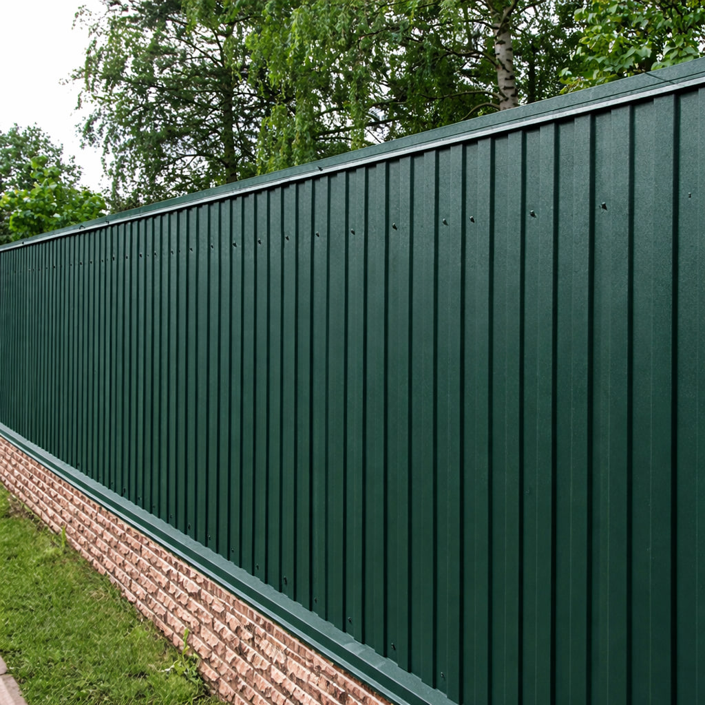 Забор из профнастила с декоративными элементами