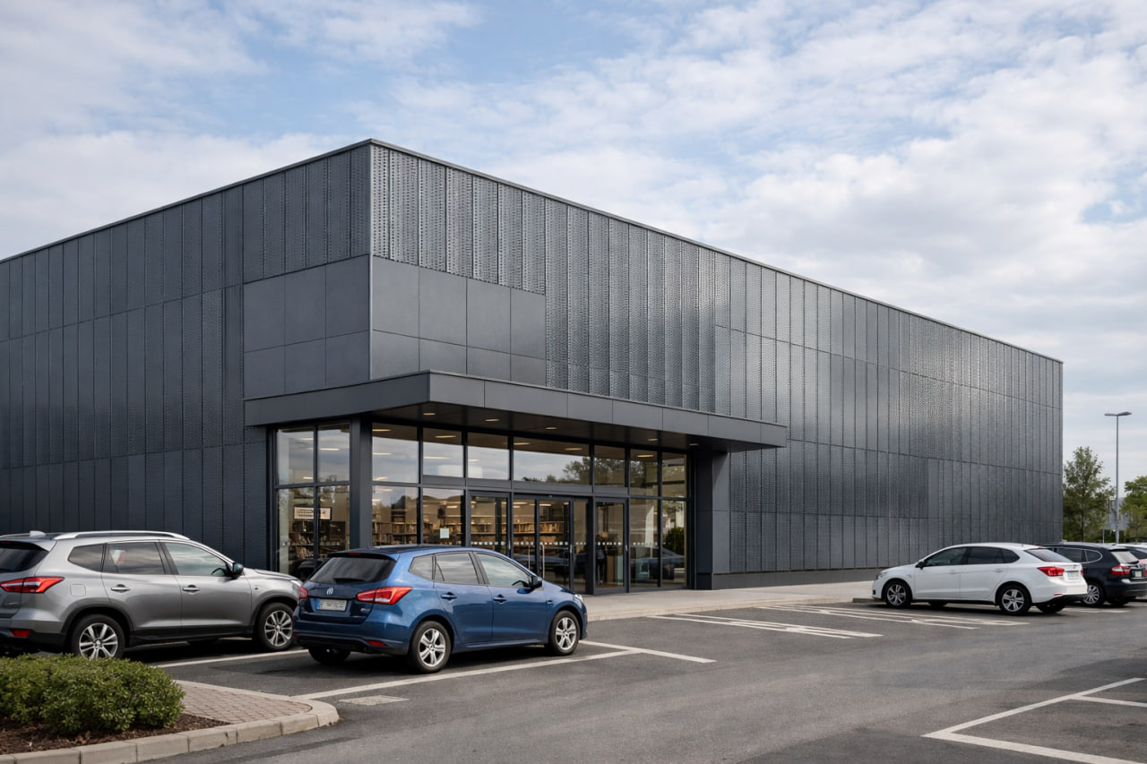 Фасад из перфорированного профлиста