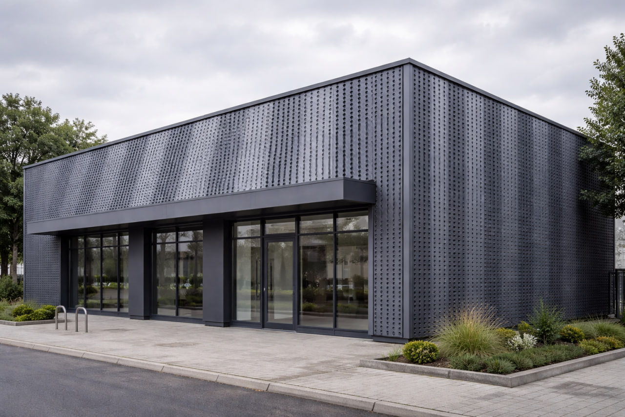 Готовый фасад из профилированного листа