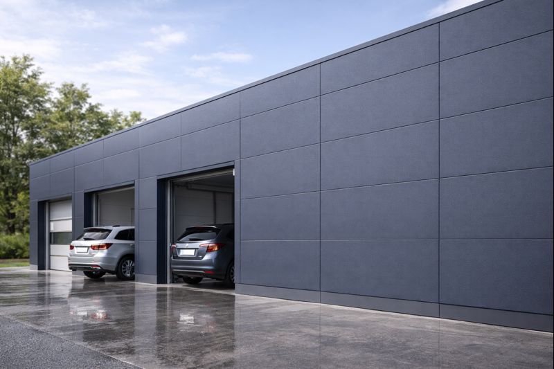 Готовый фасад из гладких сэндвич панелей